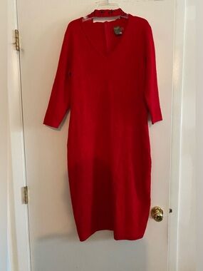 Taylor Red V-Neck Midi Dress